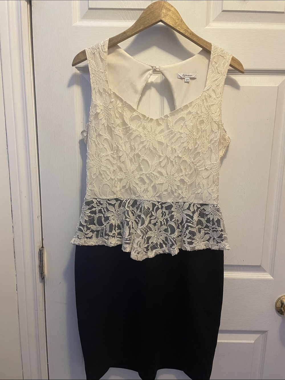 Reitmans Ivory Lace Peplum Dress with Black Skirt